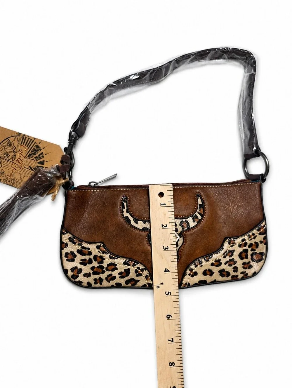 Catchfly Studio Western Longhorn Leopard Shoulder Bag NWT